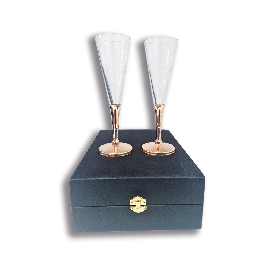 Set 2 Copas Espumante C/ Pie de Cobre
