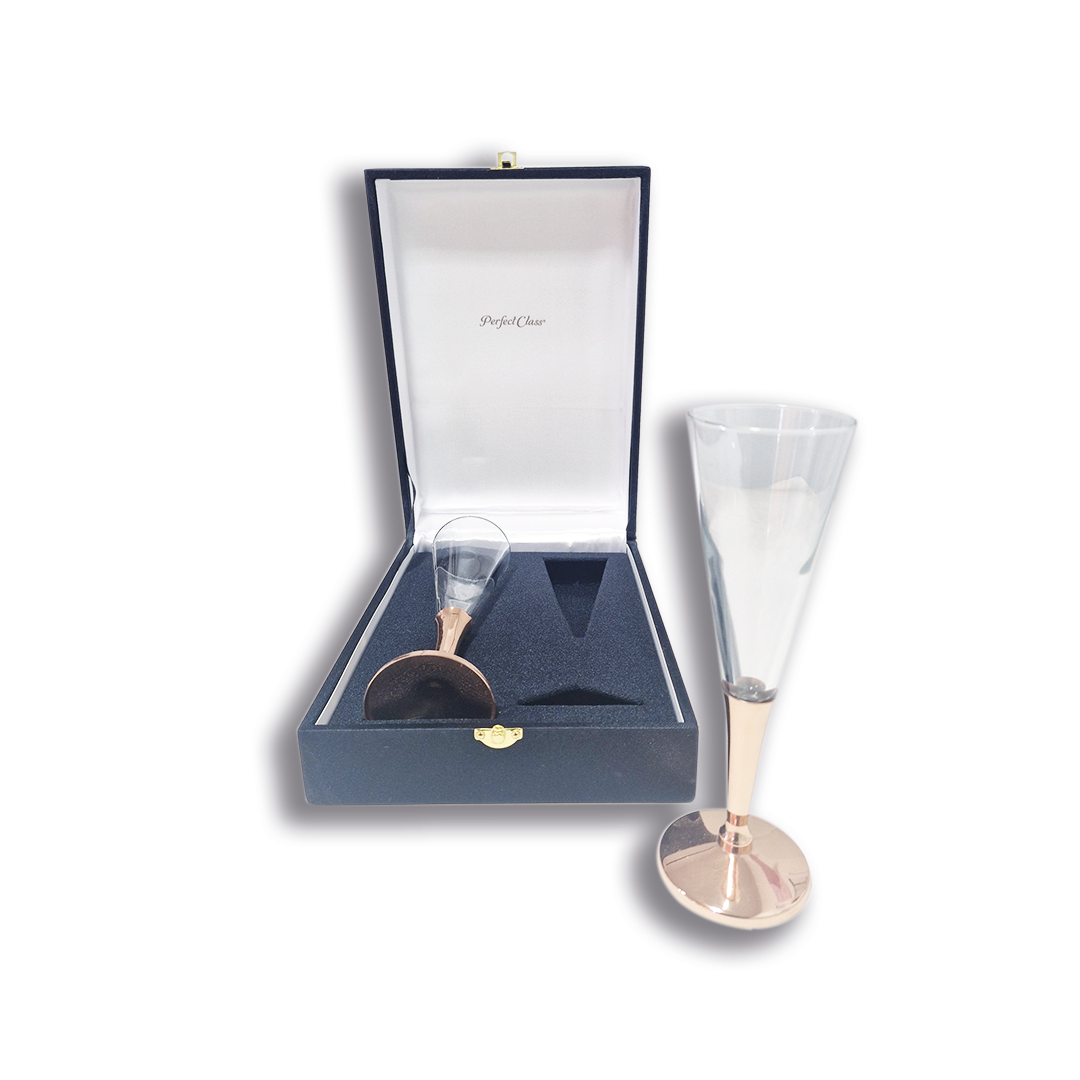 Set 2 Copas Espumante C/ Pie de Cobre