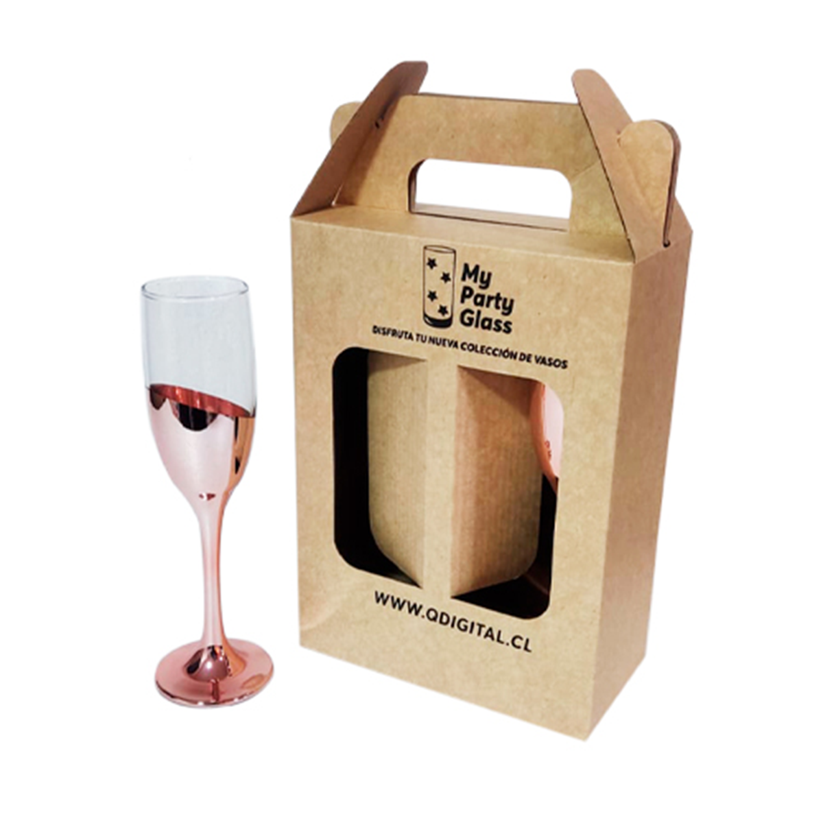 Set 2 Copas Espumante Ember 190ml Cobrizada - Estuche