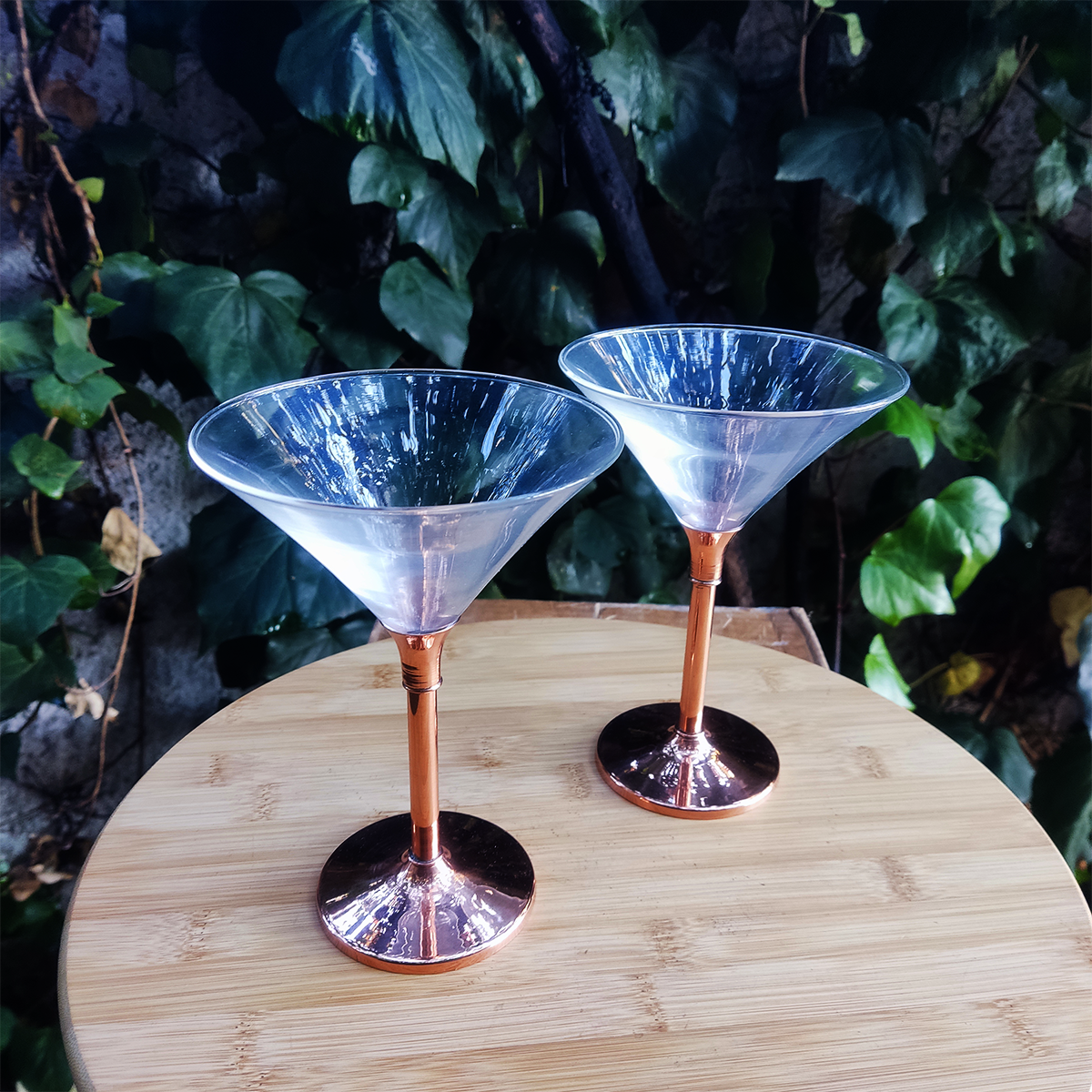 Set 4 Copas Martini C/ Pie de Cobre