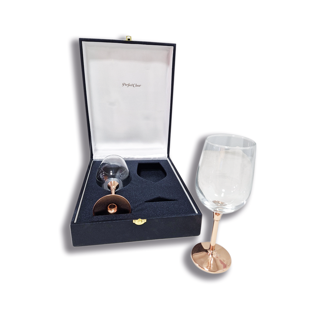Set 2 Copas de Vino Alto C/ Pie de Cobre