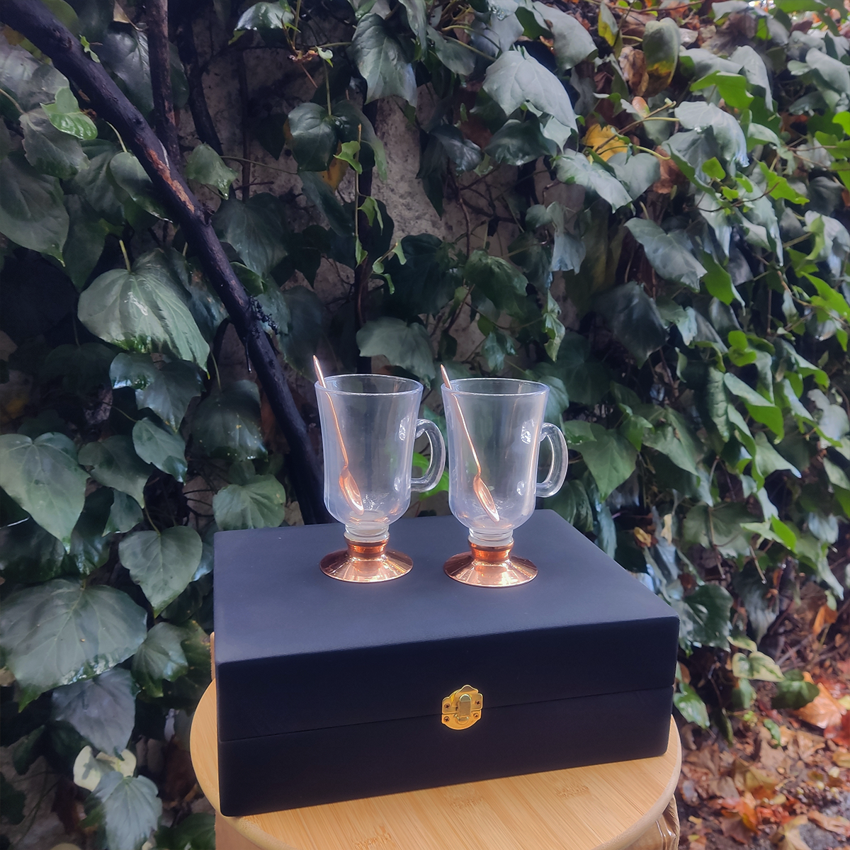 Set 4 Tazas Capuchino 200cc / Base de Cobre