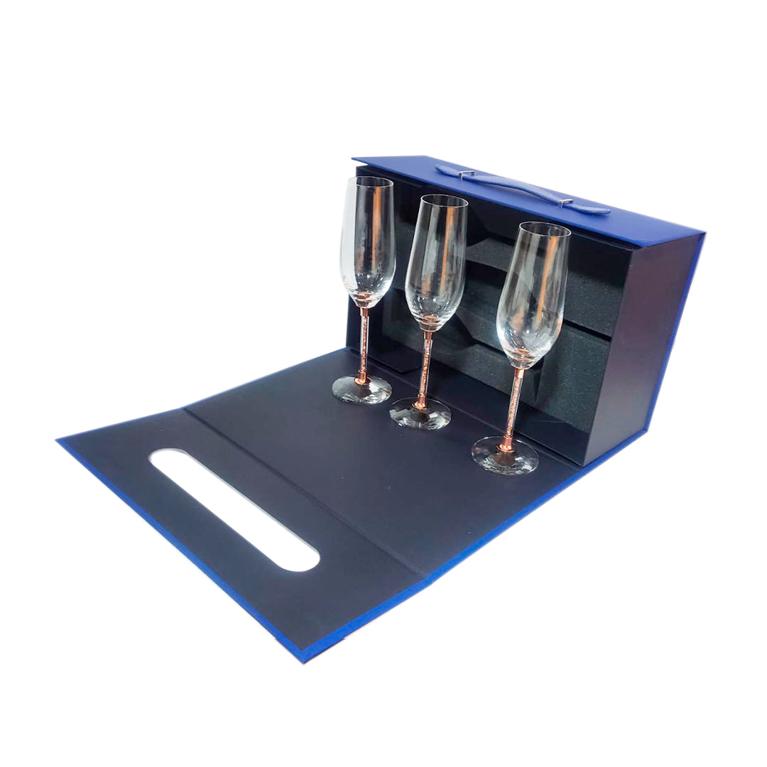 Set 3 Copas Espumante Glow 235ml Cobrizada - Maleta