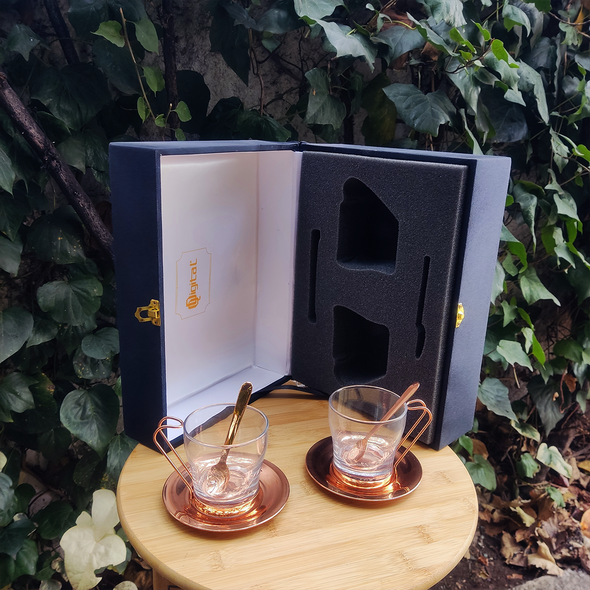 Set 2 Tazas de Café Oslo C/ Base de Cobre