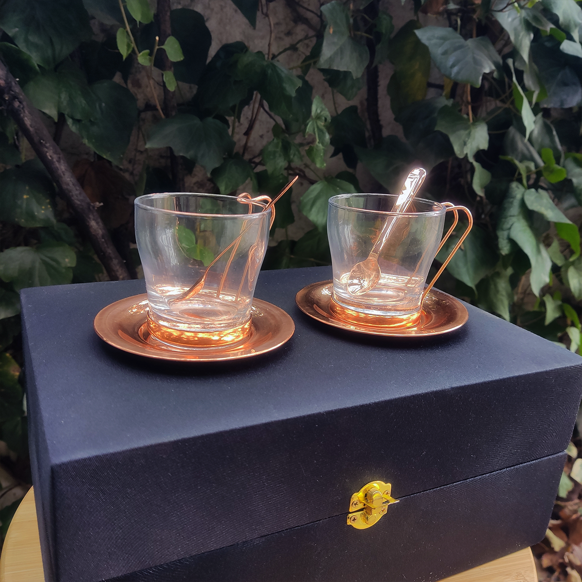 Set 2 Tazas de Café Oslo C/ Base de Cobre