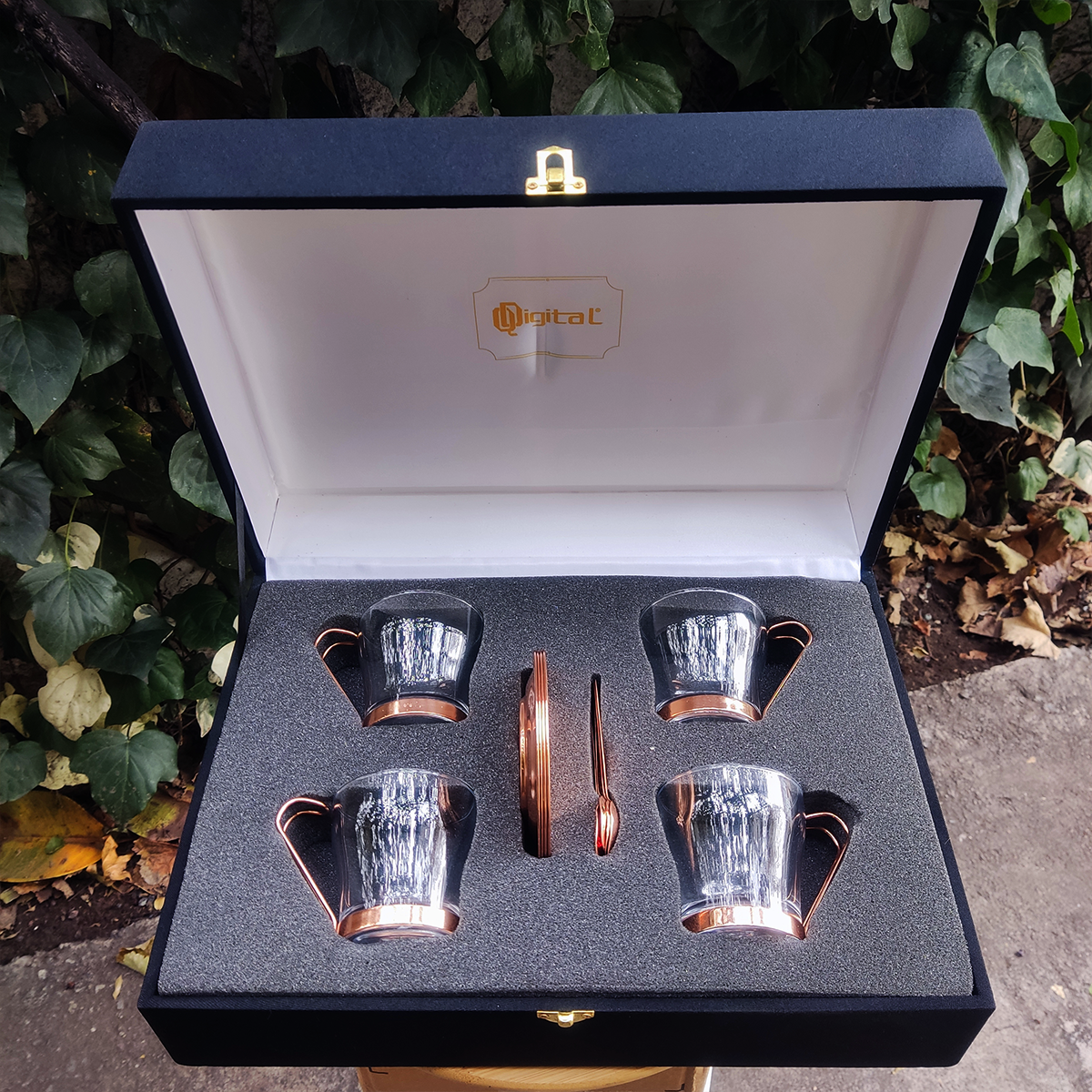 Set 4 Tazas de Café Oslo C/ Base de Cobre