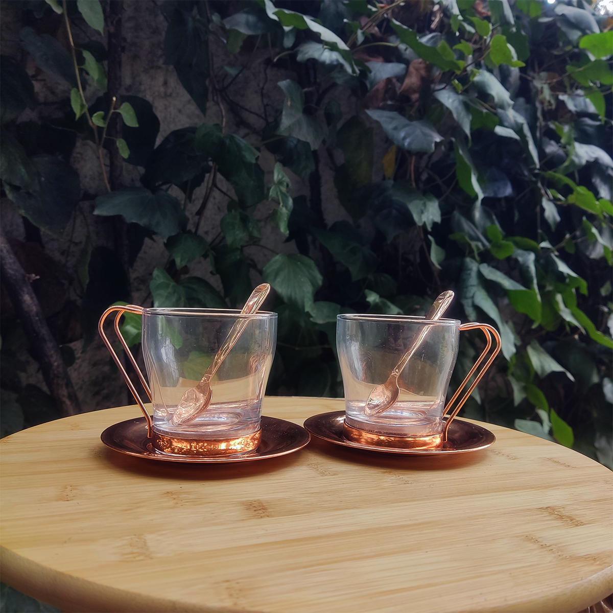 Set 4 Tazas de Café Oslo C/ Base de Cobre