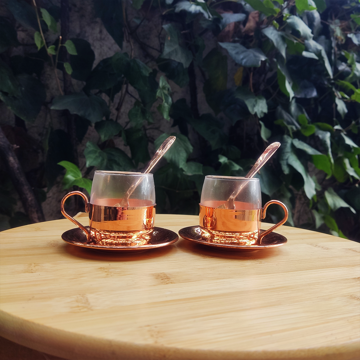 Set 2 Tazas de Café Castillo C/ Base de Cobre