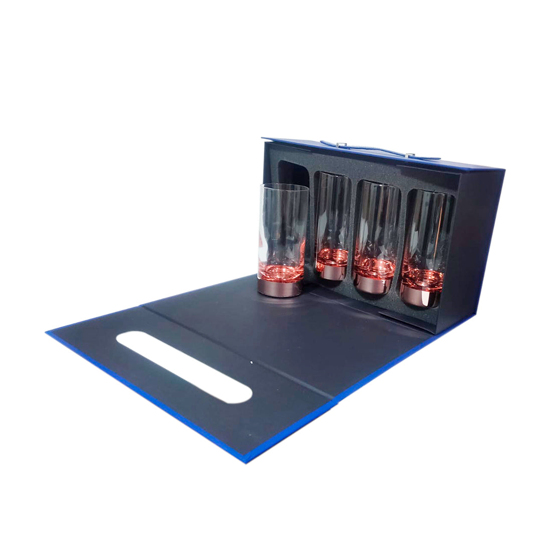 Set 4 Vasos Piscoleros Ember 500ml Cobrizados- Maleta