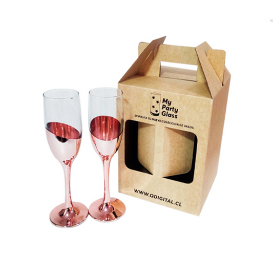 Set 4 Copas Espumante Ember 190ml Cobrizada - Estuche