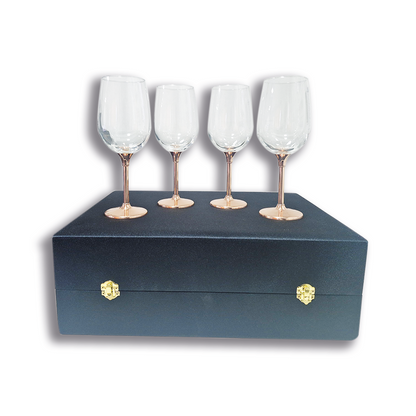 Set 4 Copas de Vino Alto C/ Pie de Cobre