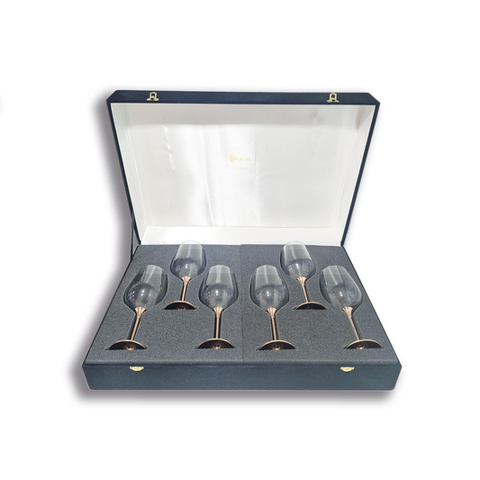 Set 6 Copas de Vino Alto C/ Pie de Cobre