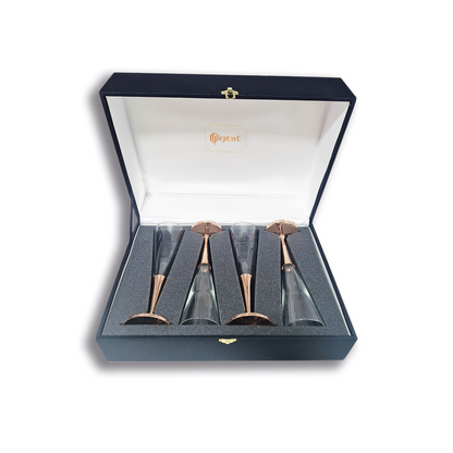 Set 4 Copas Espumante C/ Pie de Cobre