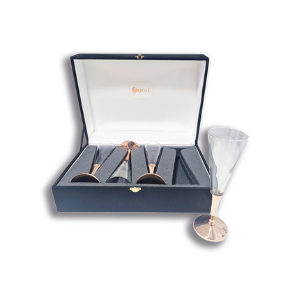 Set 4 Copas Espumante C/ Pie de Cobre