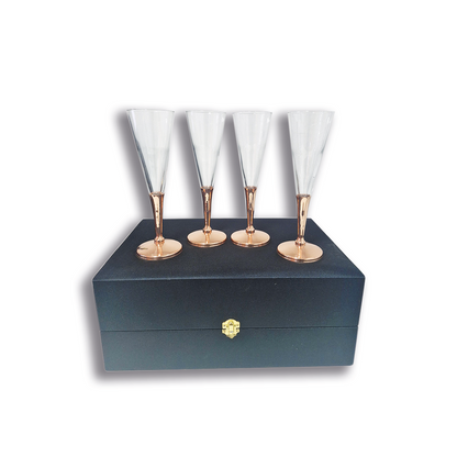 Set 4 Copas Espumante C/ Pie de Cobre