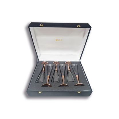 Set 6 Copas Espumante C/ Pie de Cobre