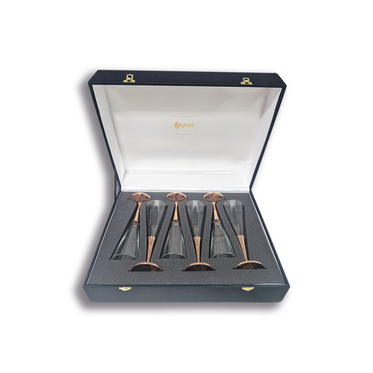 Set 6 Copas Espumante C/ Pie de Cobre