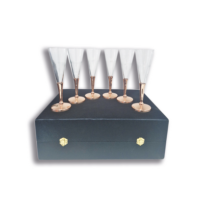 Set 6 Copas Espumante C/ Pie de Cobre