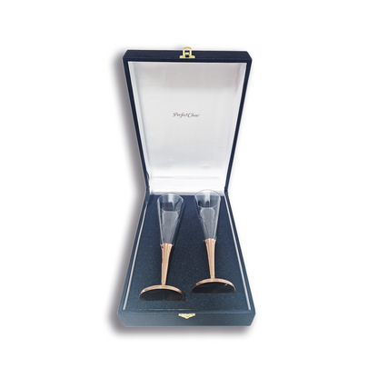 Set 2 Copas Espumante C/ Pie de Cobre