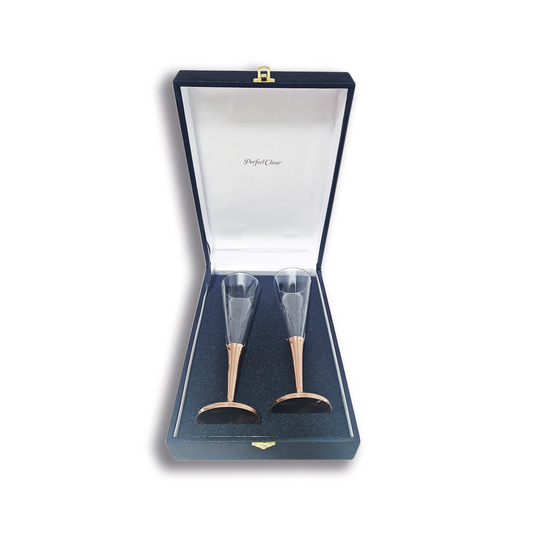 Set 2 Copas Espumante C/ Pie de Cobre
