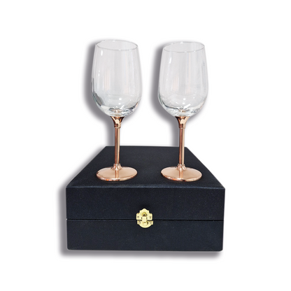 Set 2 Copas de Vino Alto C/ Pie de Cobre