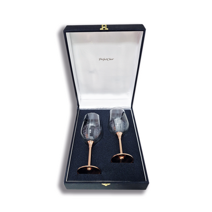 Set 2 Copas de Vino Alto C/ Pie de Cobre