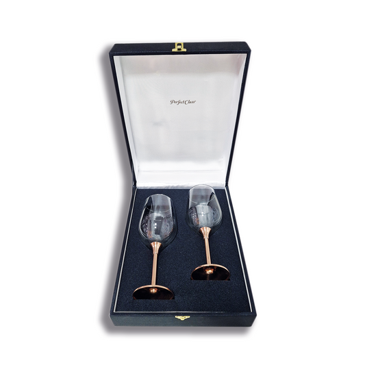 Set 2 Copas de Vino Alto C/ Pie de Cobre