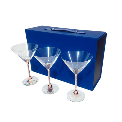 Set 3 Copas Martini Glow 274ml Cobrizado - Maleta