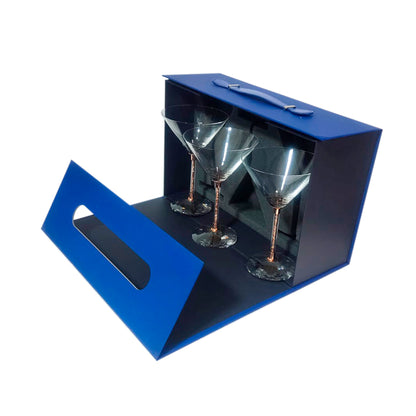 Set 3 Copas Martini Glow 274ml Cobrizado - Maleta