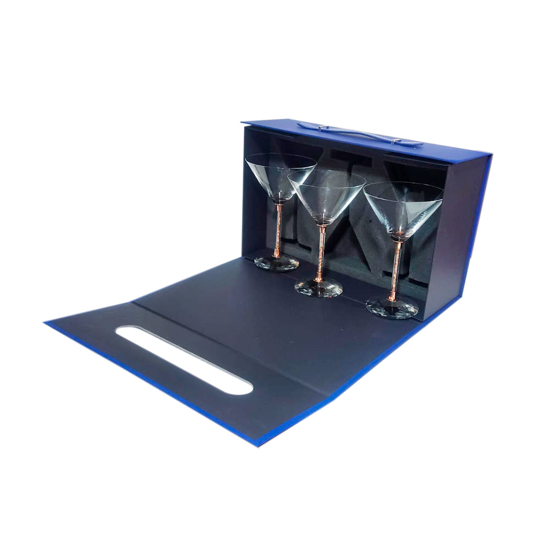 Set 3 Copas Martini Glow 274ml Cobrizado - Maleta