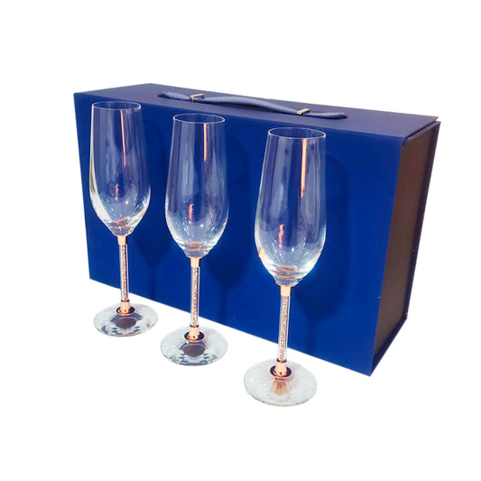 Set 3 Copas Espumante Glow 235ml Cobrizada  - Maleta