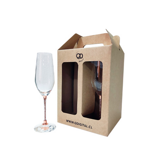 Set 4 Copas Espumante Glow 235ml Cobrizada  - Estuche
