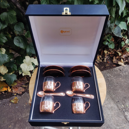 Set 4 Tazas de Café Castillo C/ Base de Cobre