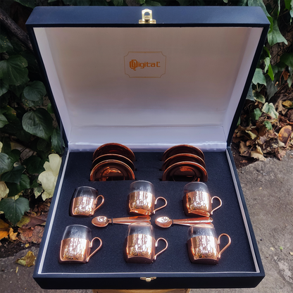 Set 6 Tazas de Café Castillo C/ Base de Cobre