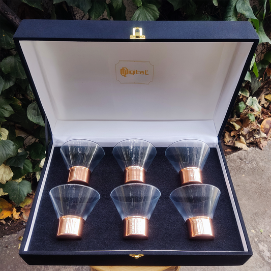 Set 6 Vasos Pisco Sour C/ Base de Cobre