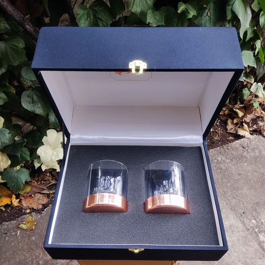 Set 2 Vasos Whisky C/ Base de Cobre