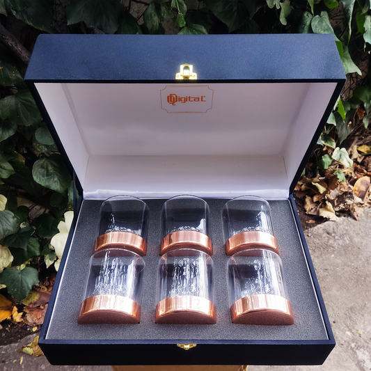 Set 6 Vasos Whisky C/ Base de Cobre