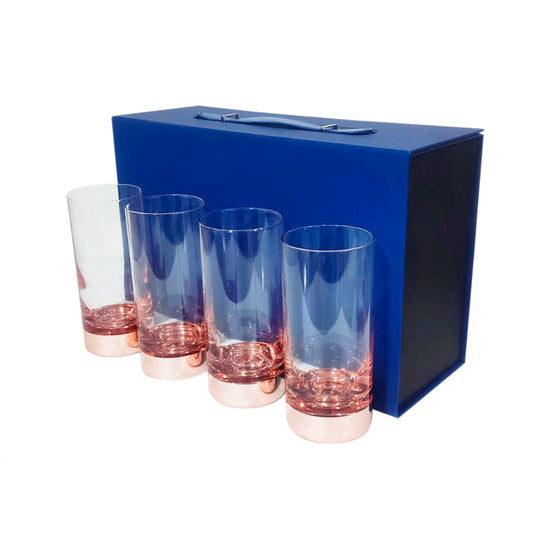 Set 4 Vasos Piscoleros Ember 500ml Cobrizados- Maleta